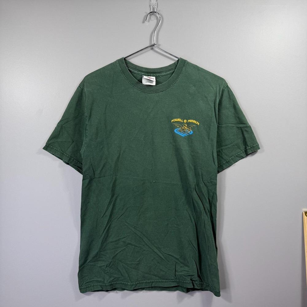 Powell Peralta Dragon Shirt Mens Small Green Skateboarding Graphic Logo Tee